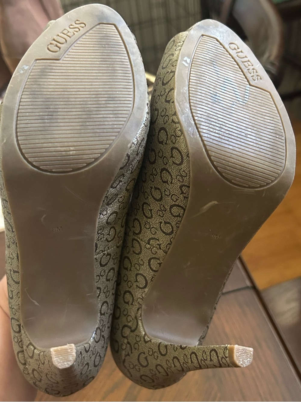 Guess Brown Laser-Cut Peep Toe Heels Size 8 - Picture 7 of 7